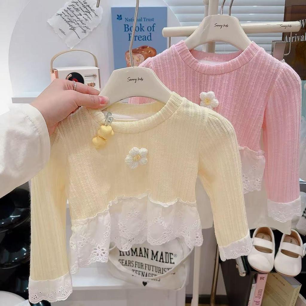 Girls' Stylish Lace Patchwork Top & Yamamoto Pants Set - Spring/Autumn 2025 Trend