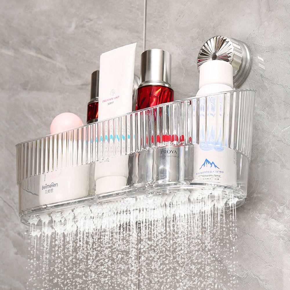 Transparent Suction Cup Storage Rack Removable Cosmetic Storage Box  Bathroom Accessories