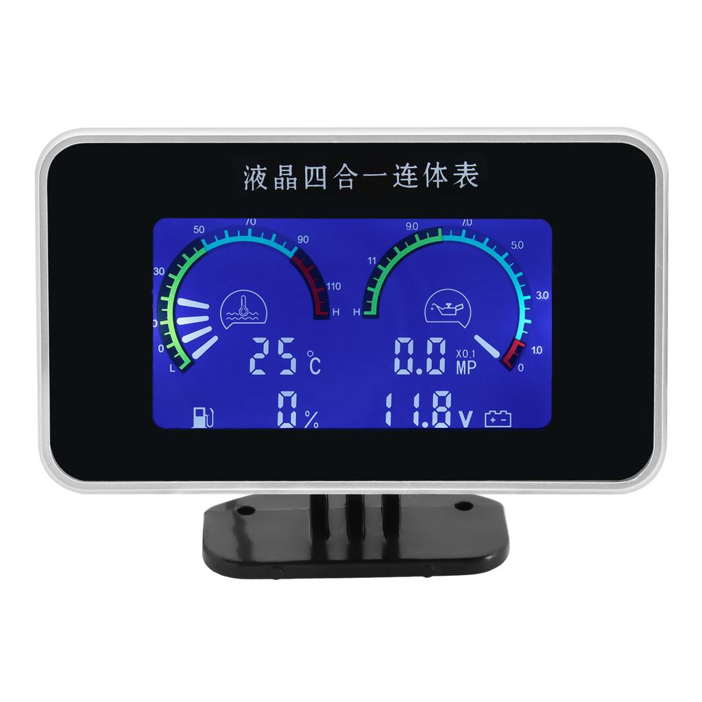 4 In 1 LCD Car Digital Water Temp Oil Pressure Voltmeter Fuel Level Gauge Meter Oil Pressure Sensor + Water Temperature Sensor