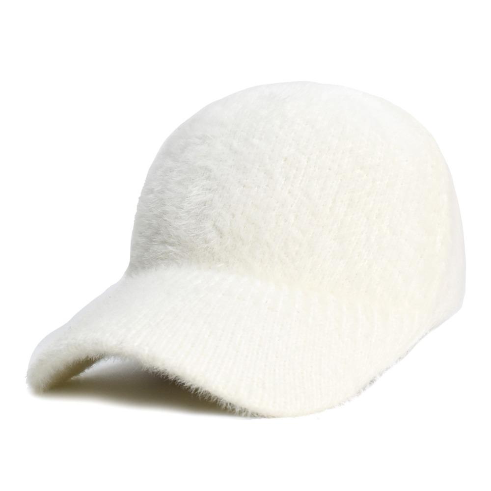 

Thickening Fluffy Baseball Cap Solid Color Fluff Hat New Winter Hat білий