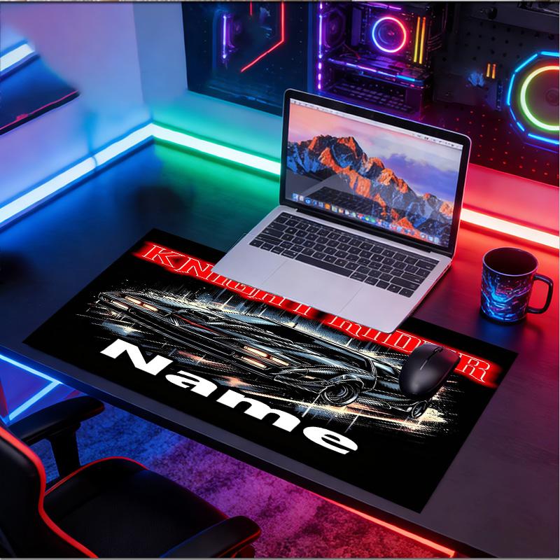 Custom Name Personalized Knight Rider Pattern Mousepad, Laptop PC Desk Mat, Decorative Desk Mat for Home Keyboard Pad Gift