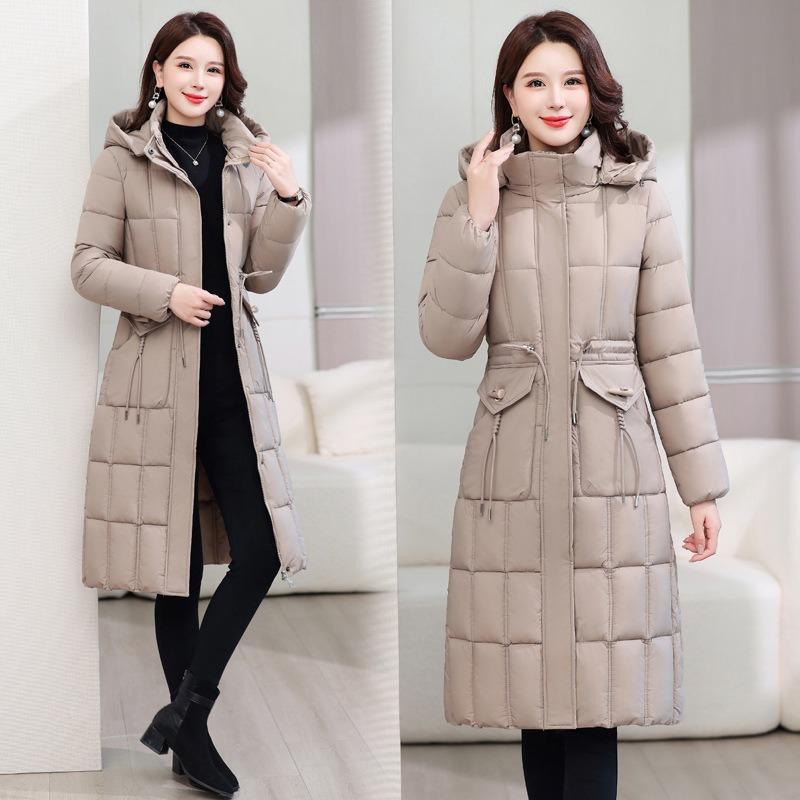 Large size new thin cotton-padded jacket thickened loose knee-padded jacket medium and long down cotton-padded jacket trendy