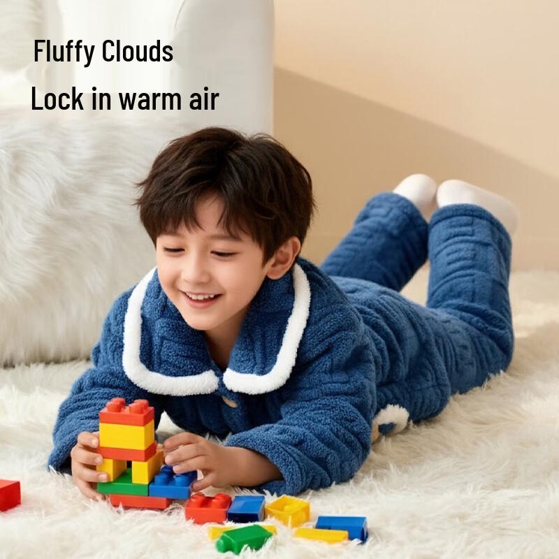 ZISEHY Boys' Thickened Coral Fleece Pajamas
