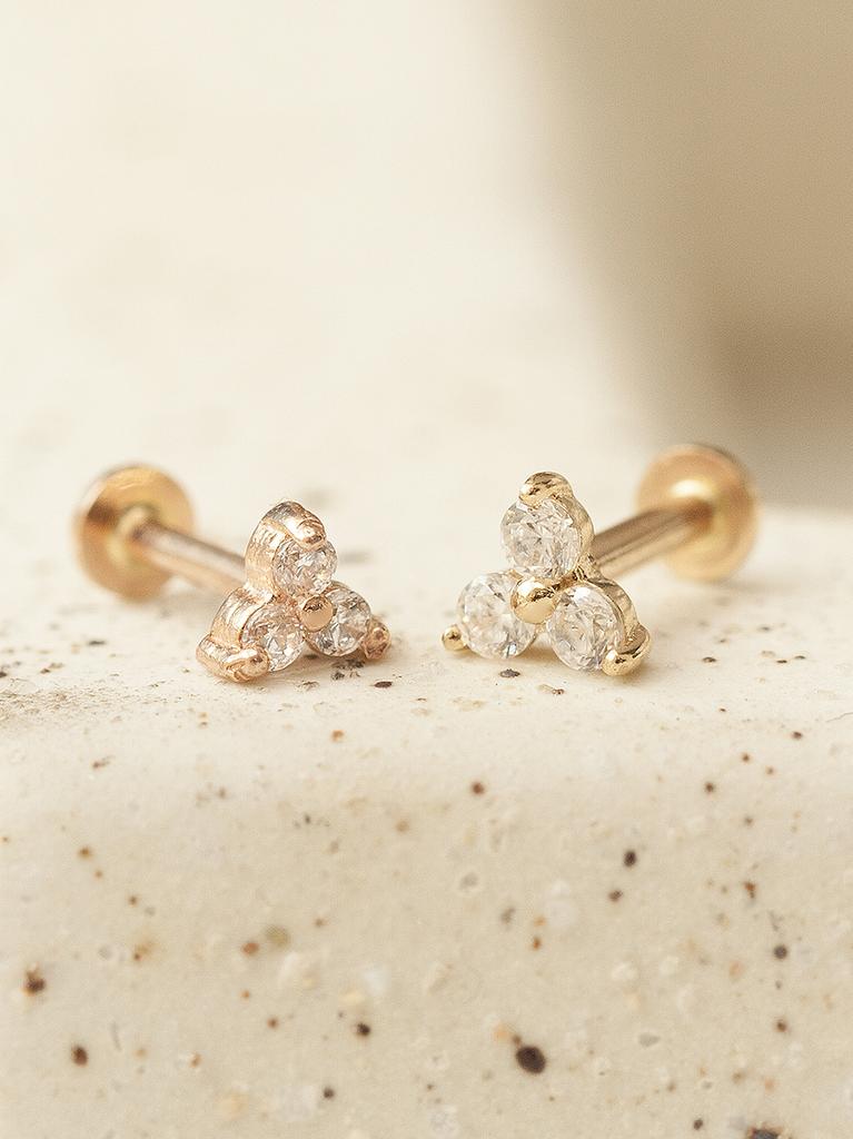 Minimal Piercing 14K Internal Triangular Cubic Labret Piercing