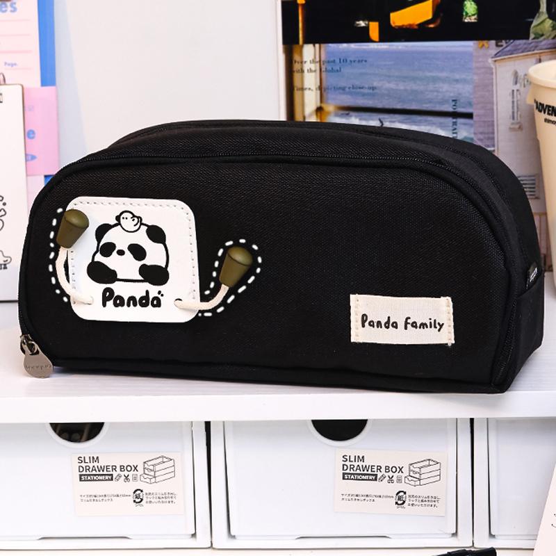 Cute Panda Family Pencil Bag Large Capacity Multilayer Zipper Pencil Case Student Pen Box Storge for School Stationery Supplies