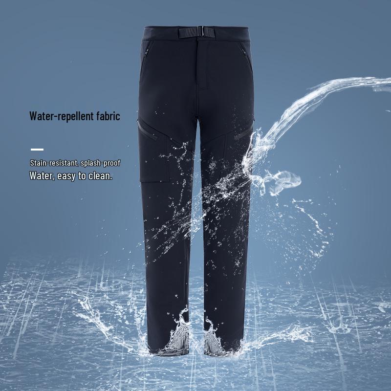 Men's Fleece-Lined Windproof Waterproof Softshell Ski Pants for Autumn and Winter