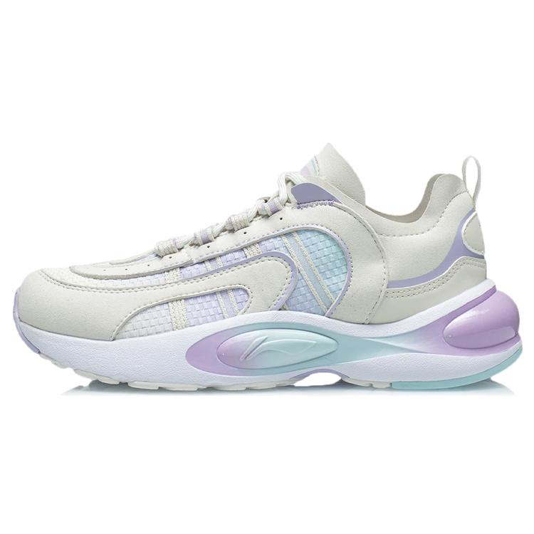 New LiNing V8 Cushioning Anti Slip And Wear Resistant Low Top Running Shoes Women's White Purple ARHQ172-7