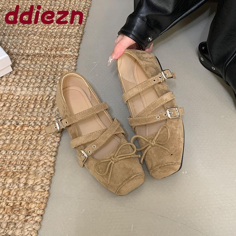 Fashion Fashion Buckle Strap Ladies Mary Janes Flats Shoes Butterfly-Knot Footwear Soft Female Shallow Women Flats With Shoes