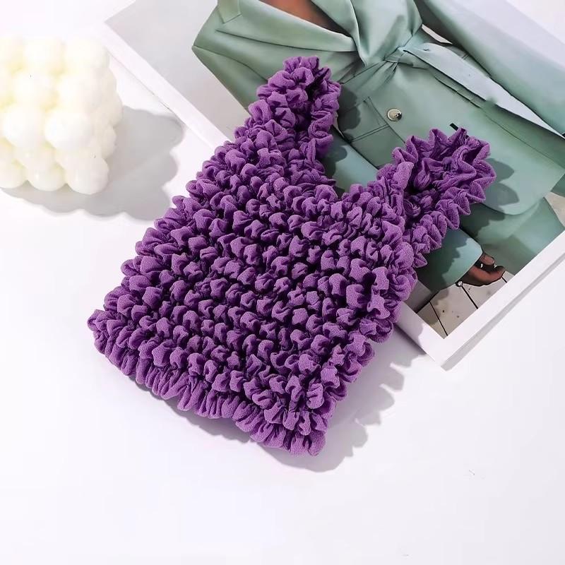 Women Expandable Shopping Bag Wrinkle Bubble Puff Multi Purpose Large Capacity Elastic Shopper Eco-Friendly Large Storage Case