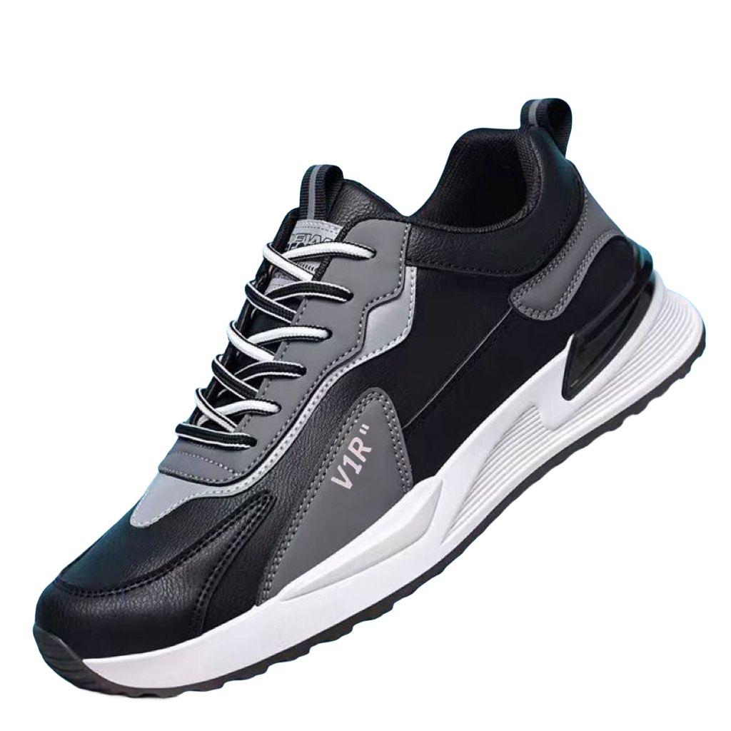 Мужские модные кроссовки, дышащие спортивные кроссовки, повседневные кожаные сетчатые туфли 39 чёрный