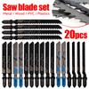 20Pcs Curved Saw Blade Set T-Shaft HCS Assorted Jigsaw Blades Set Fast Cut Down Saw Blade For Wood Plastic Metal Cutting Tools