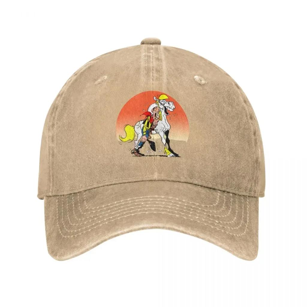 Cappellino da Baseball da Cowboy Lucky Luke Divertente Stile Unisex Lavato Usurato Snapback Cappello Fratelli Dalton Fumetti Lucky Luke Cappellini Regalo Cappello