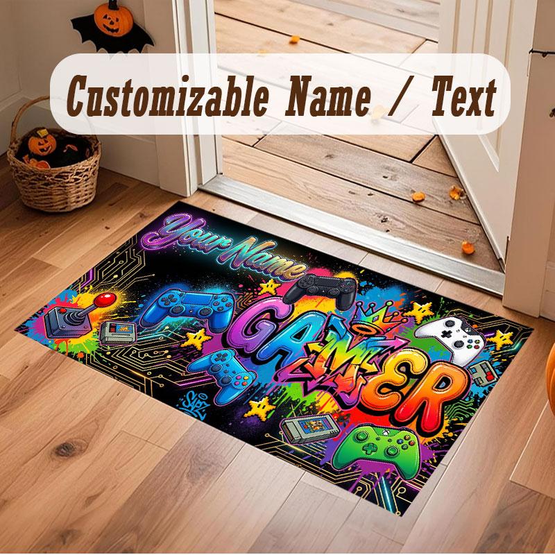 Decorative Artwork Theme Crystal Velvet Floor Rug Personalized Custom Name Text Warm Carpet Home Decoration