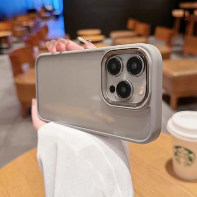 Natural Titanium Metal Lens Frame Hard Phone Case for iPhone 16 15 14 13 12 11 Pro Max Full Shockproof Clear Armor Back Cover
