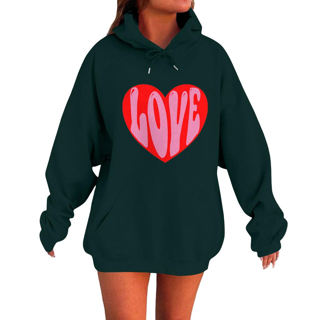 Women's Loose Comfortable Casual Fashionable Love Printed Long Sleeved Sweatshirt