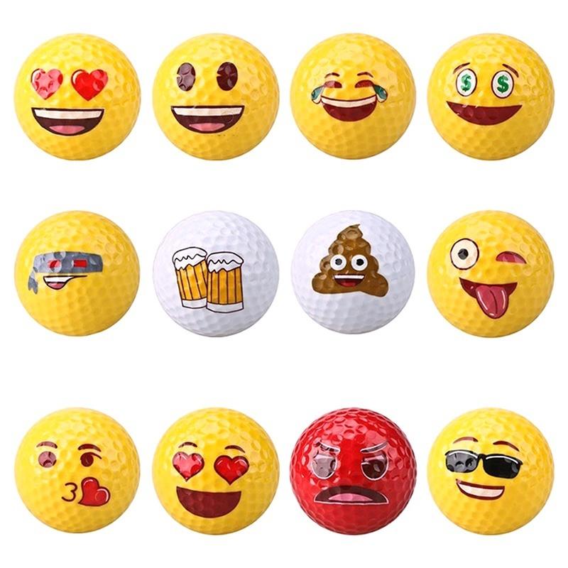 Cute Emoji Novelty Practice Golf Balls Toy Kids Gifts for Outdoor Field Playing Random