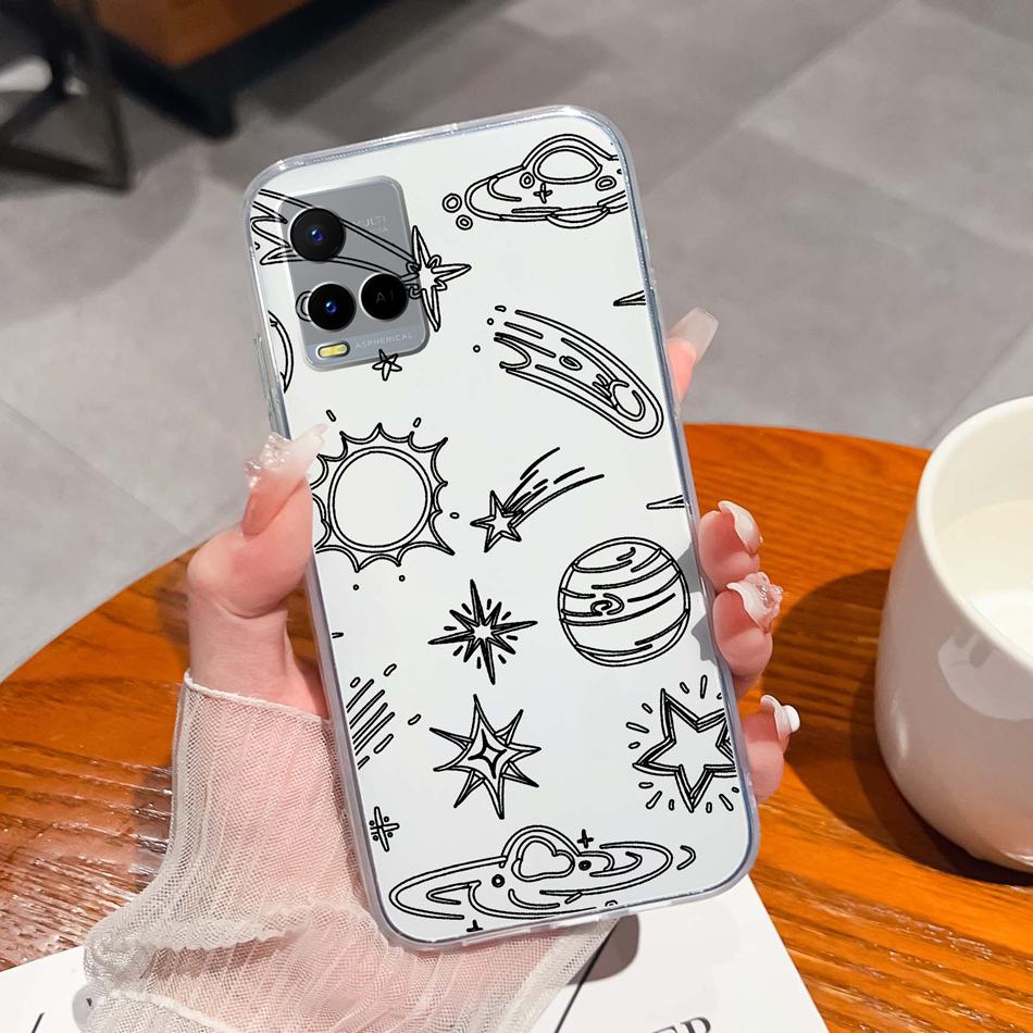 For Vivo Y21 Y21S Y21T Y21A Y21E Y21G Phone Case Painted Flowers Soft Clear TPU Silicone Funda For Vivo Y 21 Lightweight Bumper
