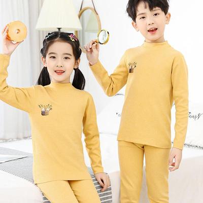 Children's Mid-Neck Thermal Underwear Set - Spring 2025 Flannel Bottoms for Kids