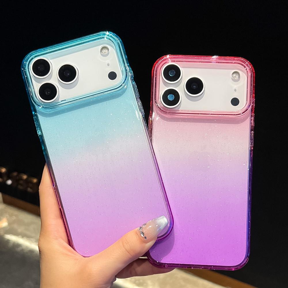 for iphone 17 Pro Max Case Glitter Gradient Hard PC Case for iPhone 17 Air 16 15 14 13 12 Pro Max Plus 17pro Transparent Cover