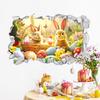 Creative Easter Wall Stickers 3D Breakthrough Stickers Easter Bunny Wall Decals For Home Roomm Room Party