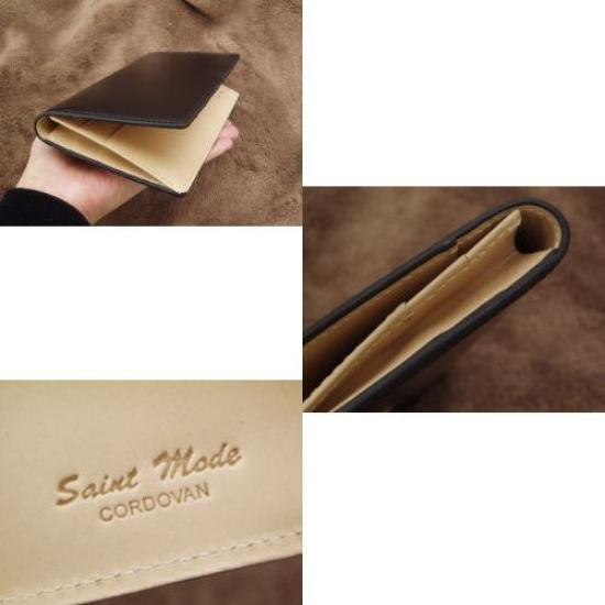 Mode Cordovan Butt x echtes weiß gegerbtes Leder lange Brieftasche Münzbörse [Saint CORDOVAN] (Pferdeleder) (kein Typ) (schwarz)