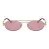 Miu Miu Hollow Logo Metal Oval Sunglasses Men sunglasses Gold MU54ZSZVN50D