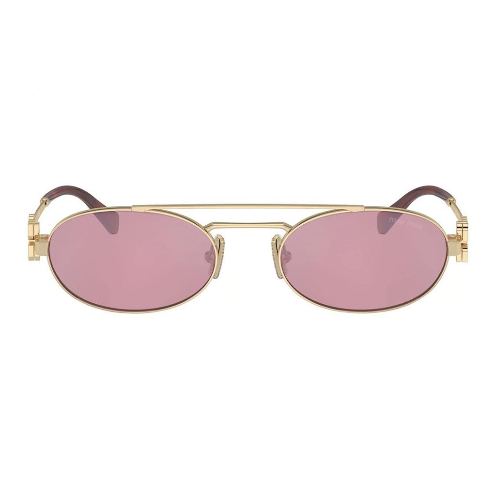 Miu Miu Hollow Logo Metal Oval Sunglasses Men sunglasses Gold MU54ZSZVN50D