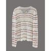 Women's New Spring and Summer Daily Comfortable and Loose Versatile Contrast Striped V-neck Knitted Hollow Sweater for Women