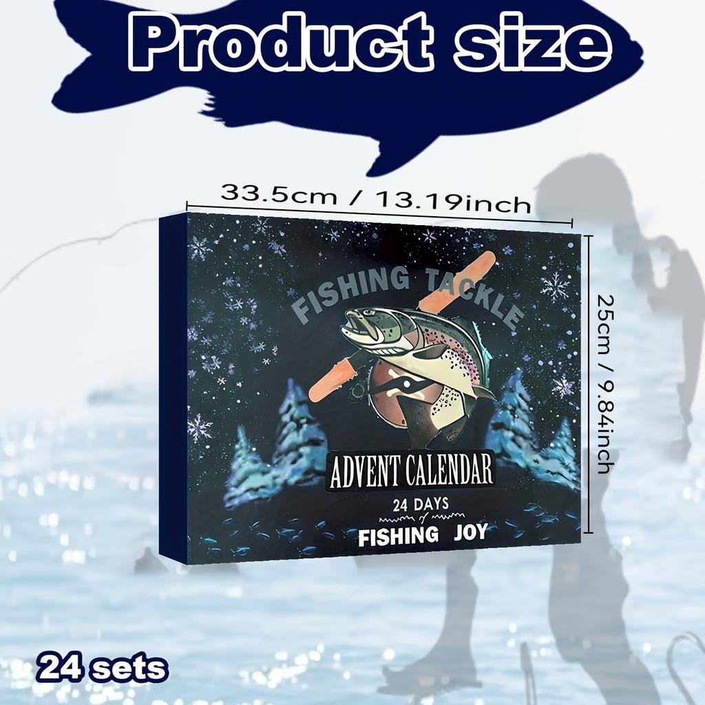 2024 Christmas Countdown Fishing Tackle Set - 24 Days Advent Calendar, Spoon for Saltwater & Freshwater Fishing - Rubber - Perfect Gift for Anglers