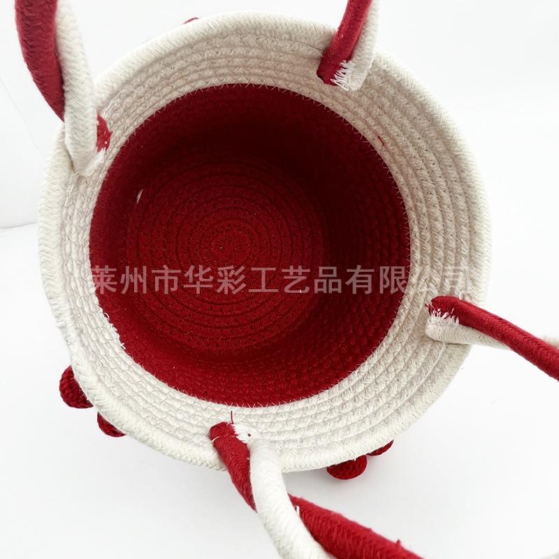 Sales Cotton Thread Women's Bags, Cute Cherry Women's Portable Casual Small Bags, Hand-woven Cotton Rope Storage Bags