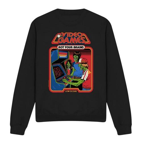 Steven Rhodes Unisex Adult Video Games Rot Your Brains Sweatshirt