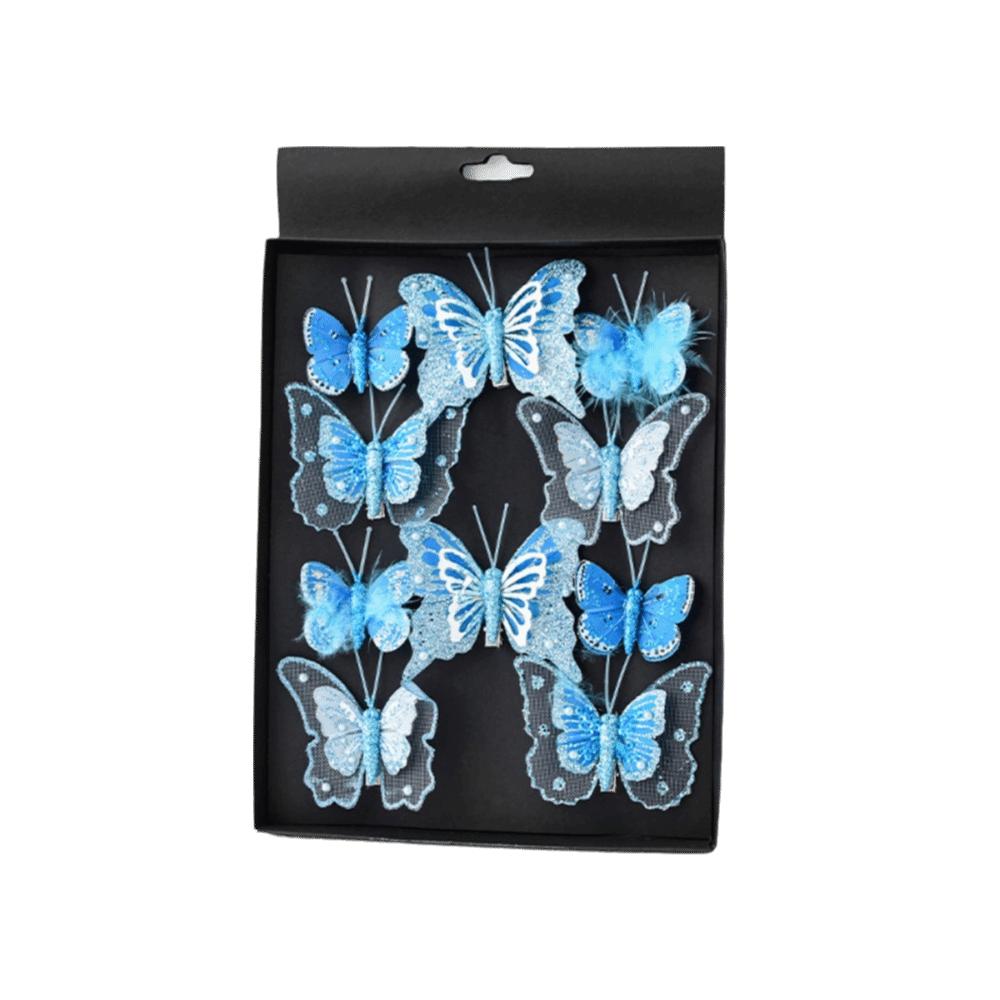 10PCS Multicolor Christmas Ornament Gold Powder with Clip Glitter Hollow Shopwindow Christmas Tree Decoration Party Supplies