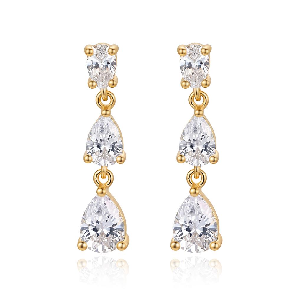 Damen Ohrringe, Leichter Luxus, Einfach, Wassertropfen Zirkonia, Modisch, Pendler, Vielseitig, High-End Ohrringe