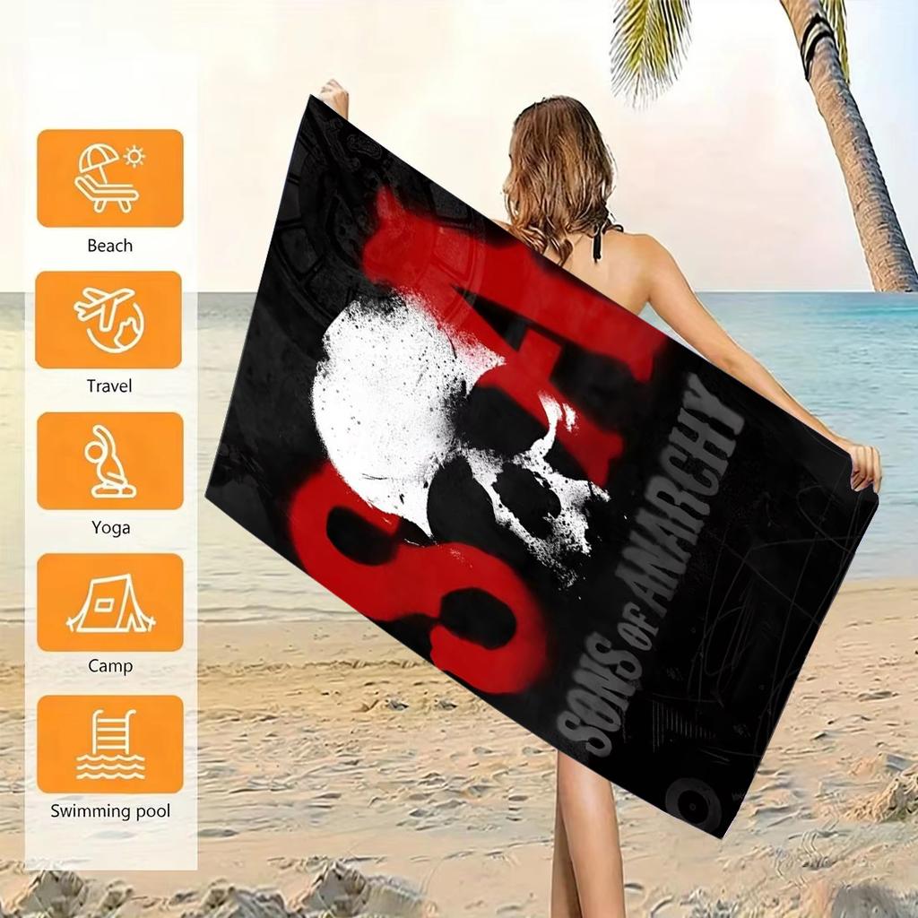 S-Sons of Anarchy SA Beach Towel Microfiber Quick Dry Motorcycle Drama Bath Towel For Pool Beach Travel Biker Series Fans Gift