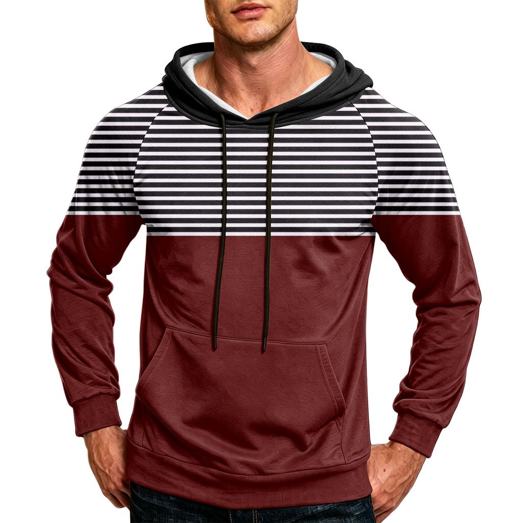 Men's Casual Hoodie with Pocket Drawstring Loose Fit Printed Sweatshirt