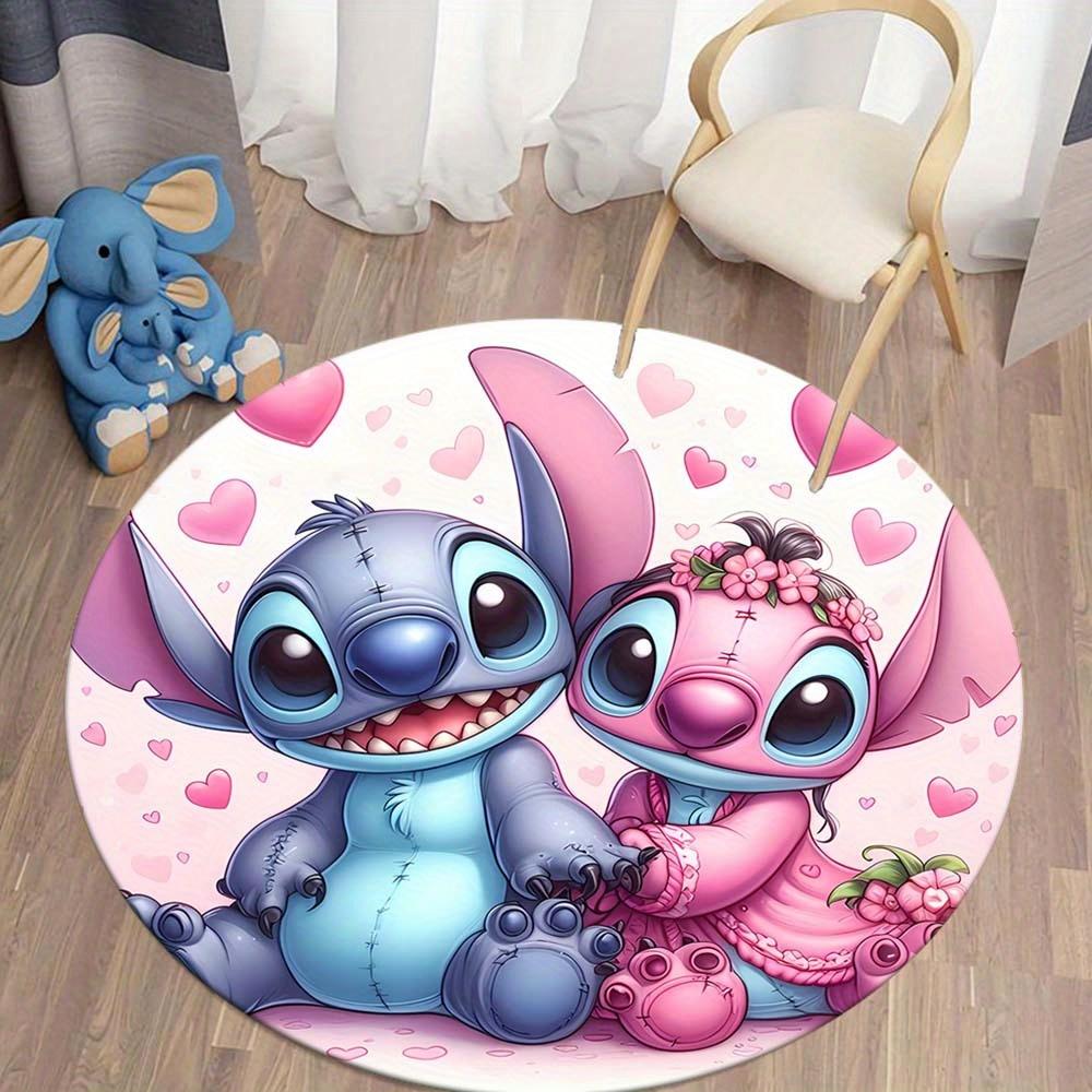 1pc Anna&Stitch Round Area Rug , Playroom Bedroom Living Room Indoor Decor Rug , Perfect for Leisure Areas , Bedside , Cloakroom , and Outdo