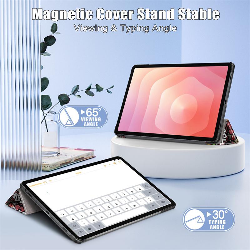 Für TAB A11 Plus 2025 Samsung Tab S11 Hülle 11 Zoll Dreifach faltbares PU-Leder Hartständer Bemalte Hülle Für Funda Galaxy Tab S11 S11 5G Hülle SM-X730 X736B