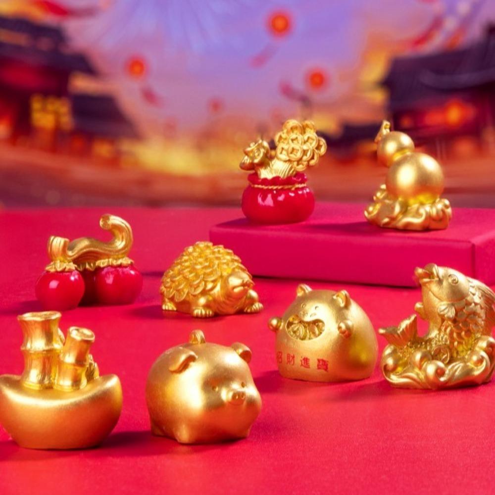 Mini New Year Statue Chinese Style Desktop Decor Cartoon Landscape Ornaments  Desktop