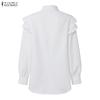 ZANZEA Women Casual Turn Down Collar Long Sleeve Patchwork Blouse