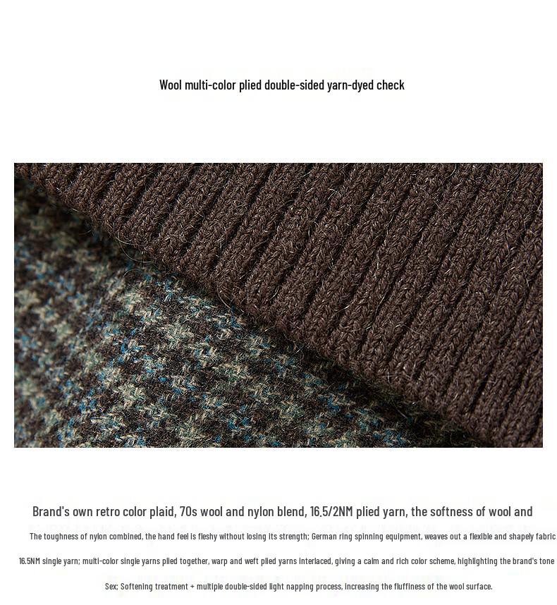 Broadcast Women's Retro Plaid Wool Blend Short Coat