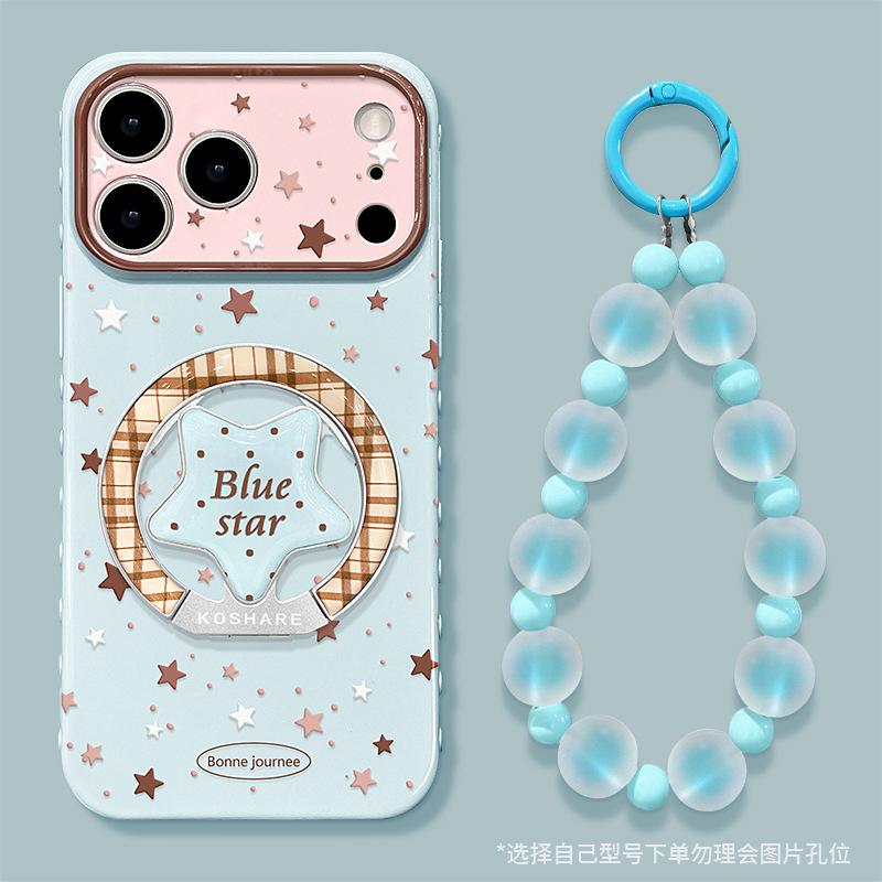 Korean ins star application Apple 17promax mobile phone case 15 bracket bracelet iphone16 silicone 14 women