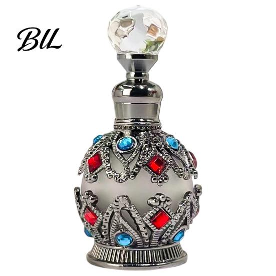 Essential Oil Glass Bottle 15ML Vintage Luxury Refillable Perfume Bottle, & Fragrance Leakproof Dubai Arabian Style Empty Container for Travel