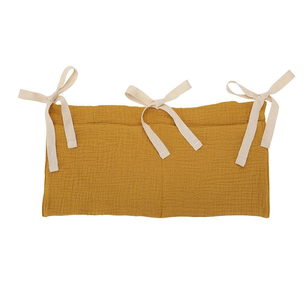 Portable 2 Pockets Crib Hanging Bag Diaper Storage Infant Products Bedside Organization Bag Convenient Multifunction Storage Bag жёлтый