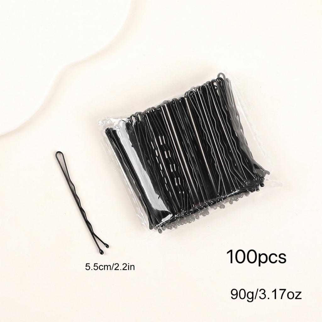 100Pcs Bobby Pins,2.2" Black Hair Pins Kit Hairpins for Women Girls Kids Hairdressing Salon Secure Hold Wave Hairgrip Hairclip