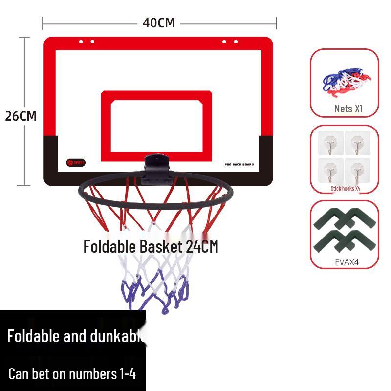 

Складное настенное баскетбольное кольцо для детей - Бесшумное, без сверления, для тренировок в помещении с баскетбольным мячом размера 7