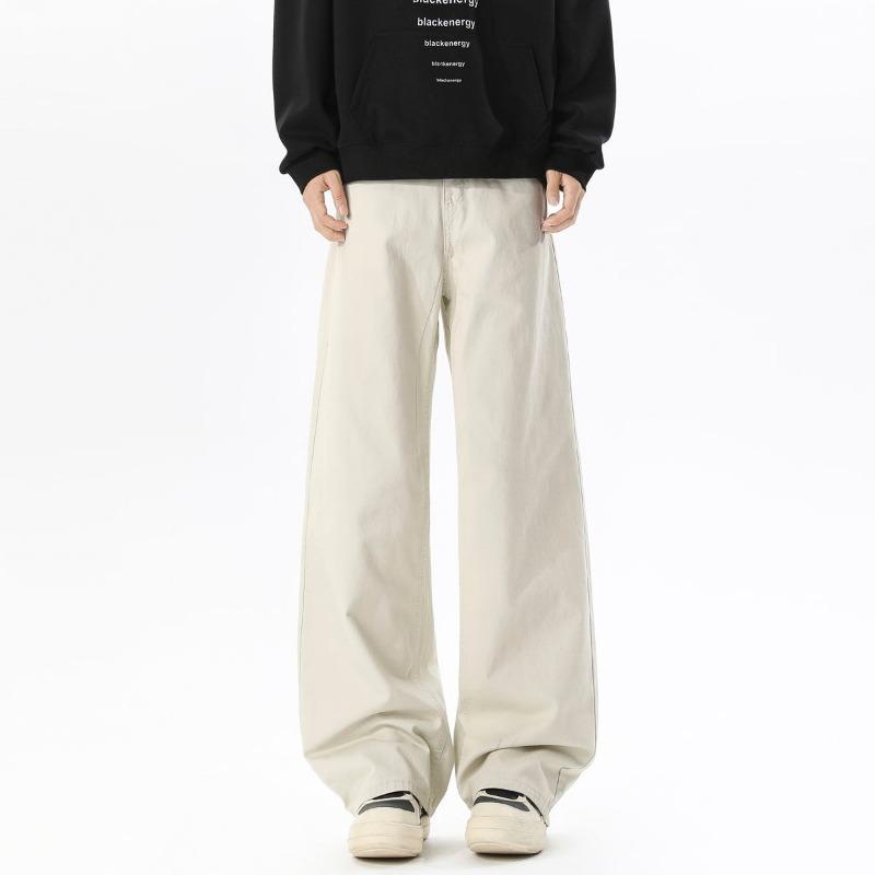 Унисекс Широкие Хлопковые Брюки Свободного Кроя Повседневные Прямые Брюки S белый