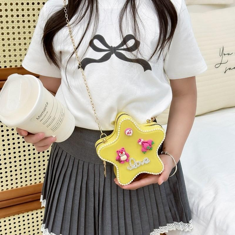 Adorable Cartoon Star Crossbody Bag For Kids Stylish Chain Strap Waterproof Pvc