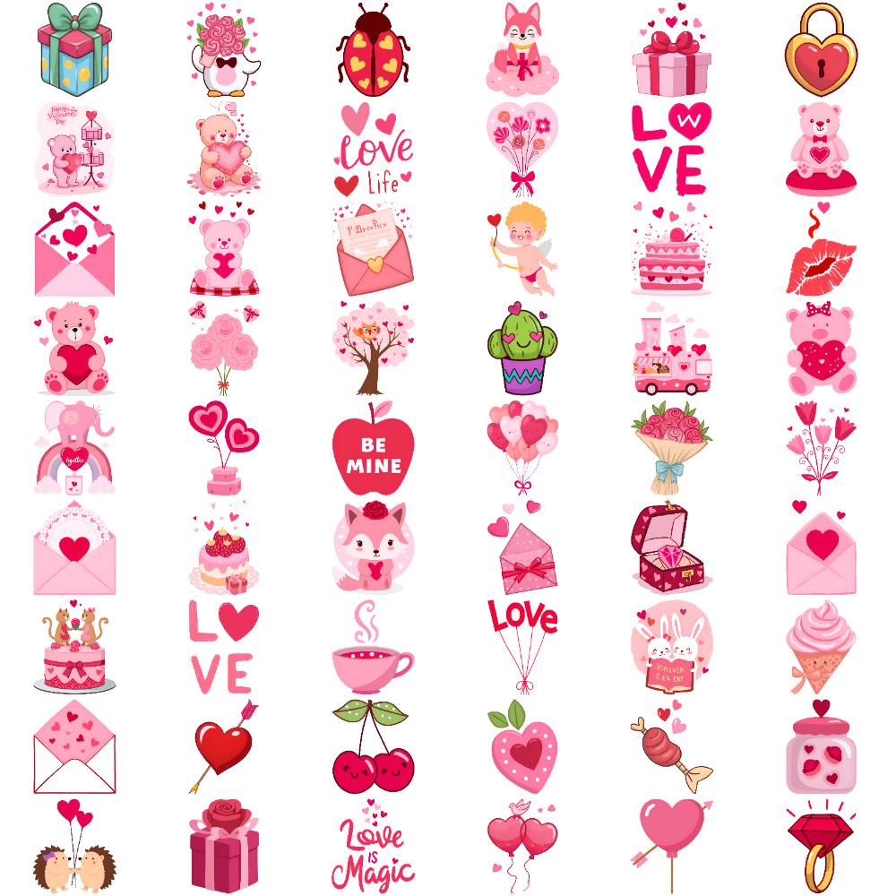 54pcs Temporary Tattoo Heart Symbols Temporary Tattoo Stickers Love Icons Waterproof Long-lasting Body Stickers For Cheeks
