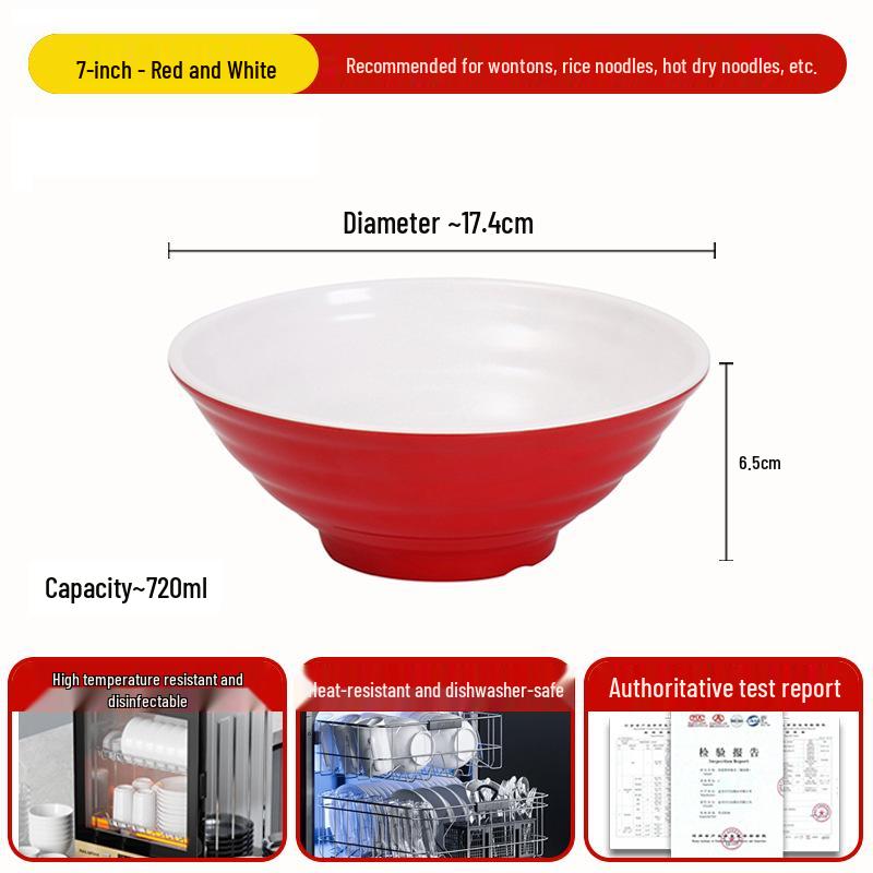 A8 Two-Color Melamine Noodle Bowl - Commercial-Grade Soup and Mala Tang Bowl for Restaurants and Catering
