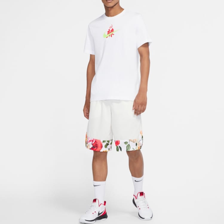 Nike T Shirts Men's White Crew Neck Moderate Straight Fit DD8472-100